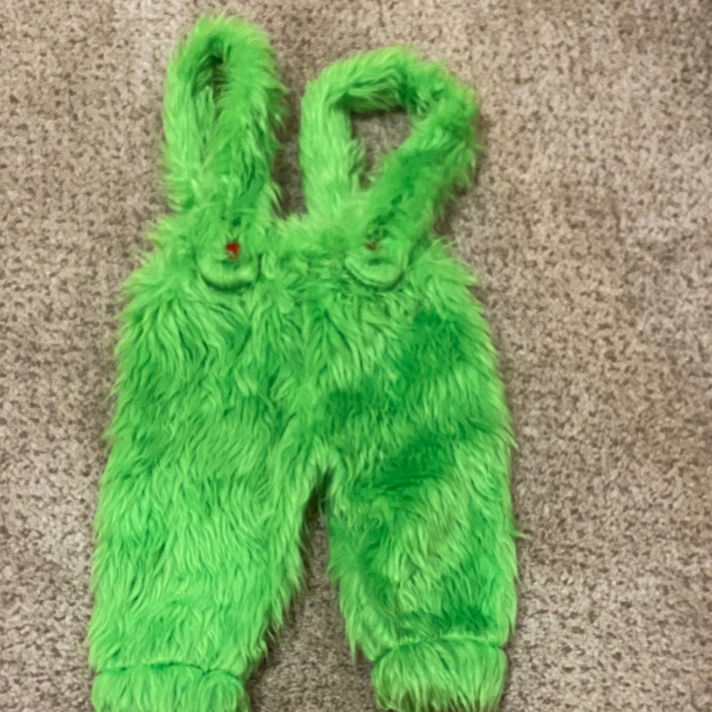 Green Fuzzy Kids Overalls
